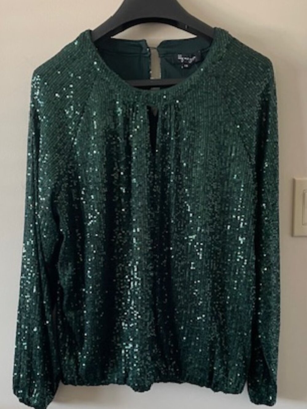 Lilly Morgan VTG Wmn Green Lng Sleeved Sequin Top Size L
